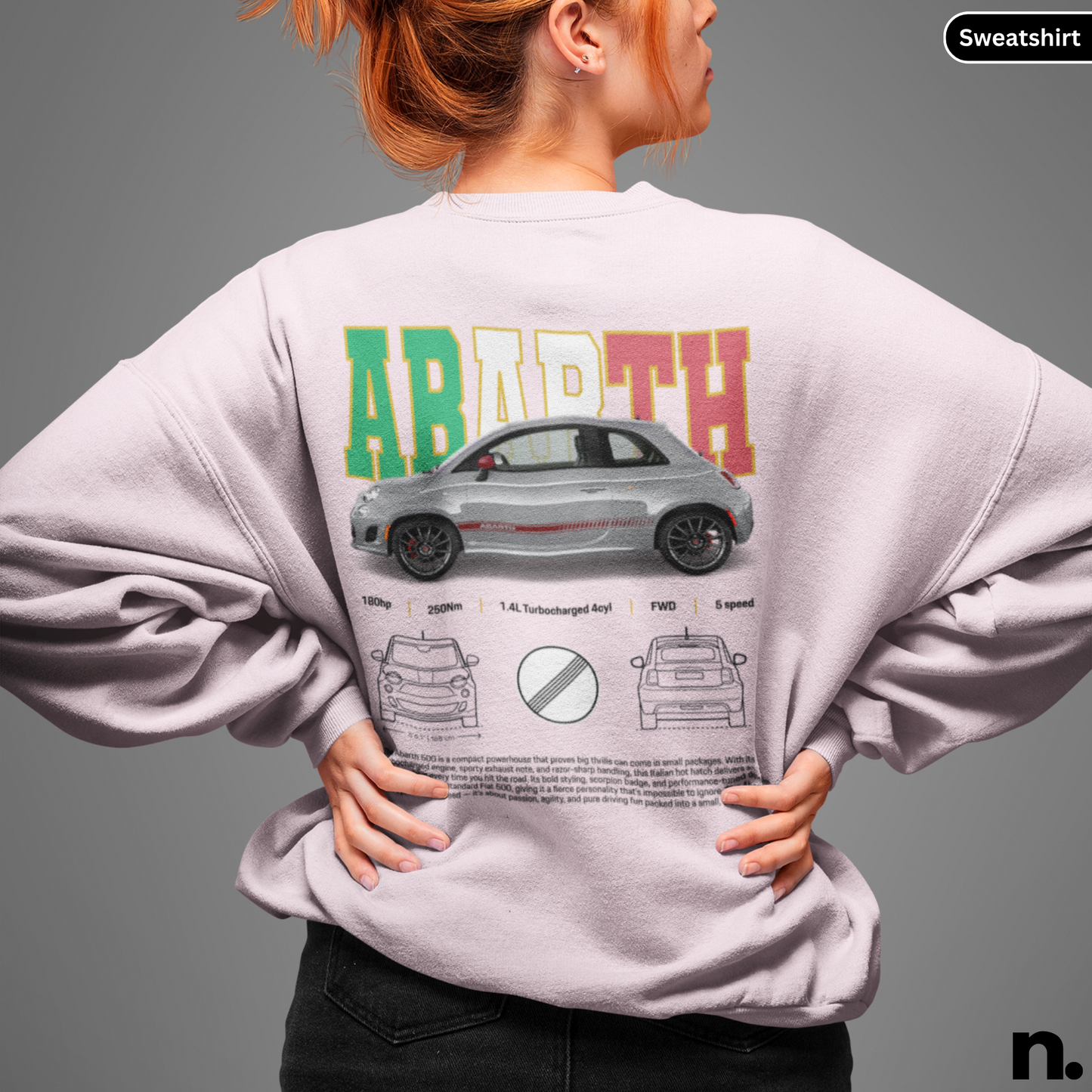Abarth 500 Poster Style Sweatshirt light pink