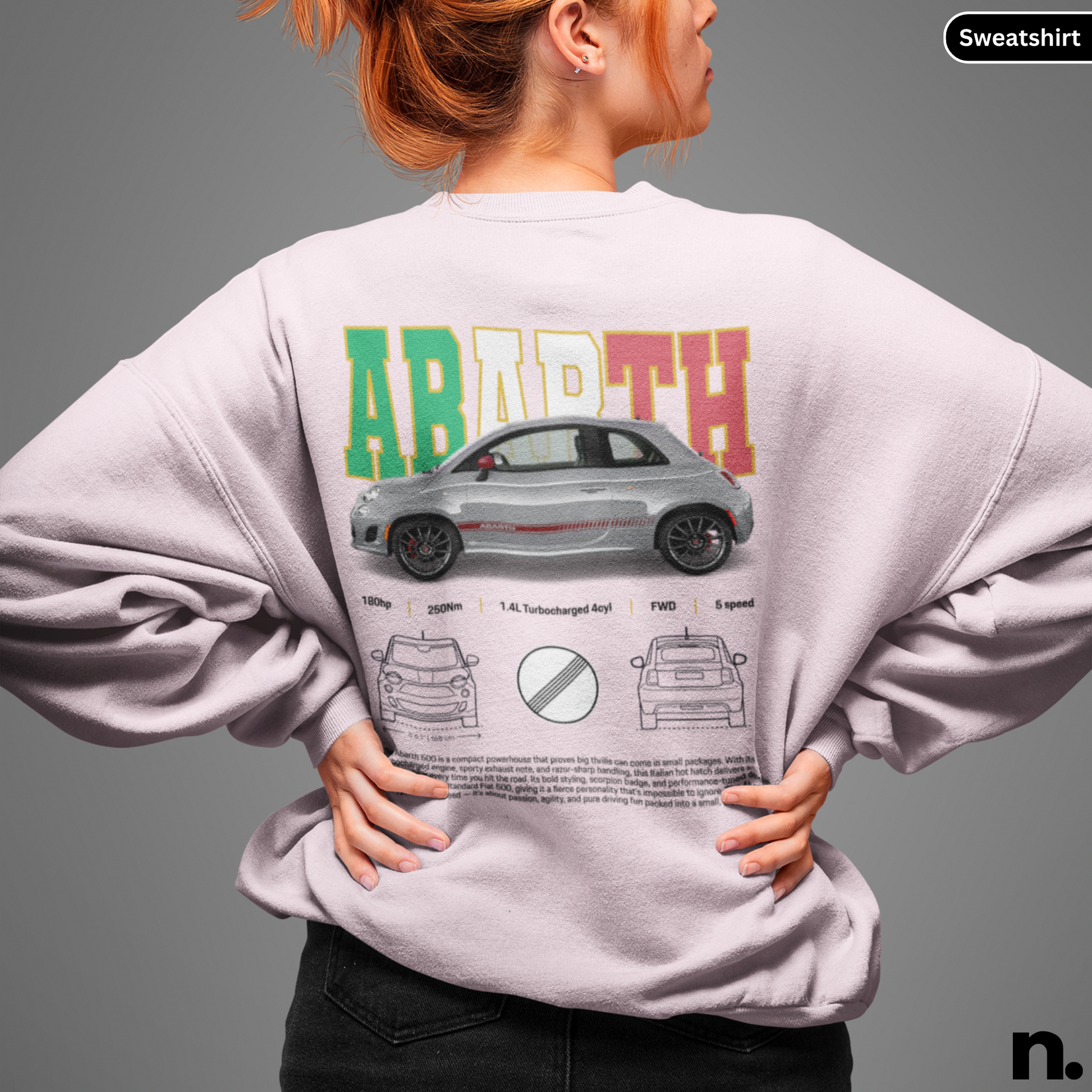 Abarth 500 Poster Style Sweatshirt light pink