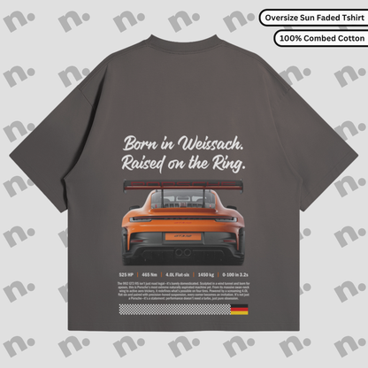 Oversized tee with vertical washed gradient inspired by the GT3 RS, featuring a relaxed boxy fit