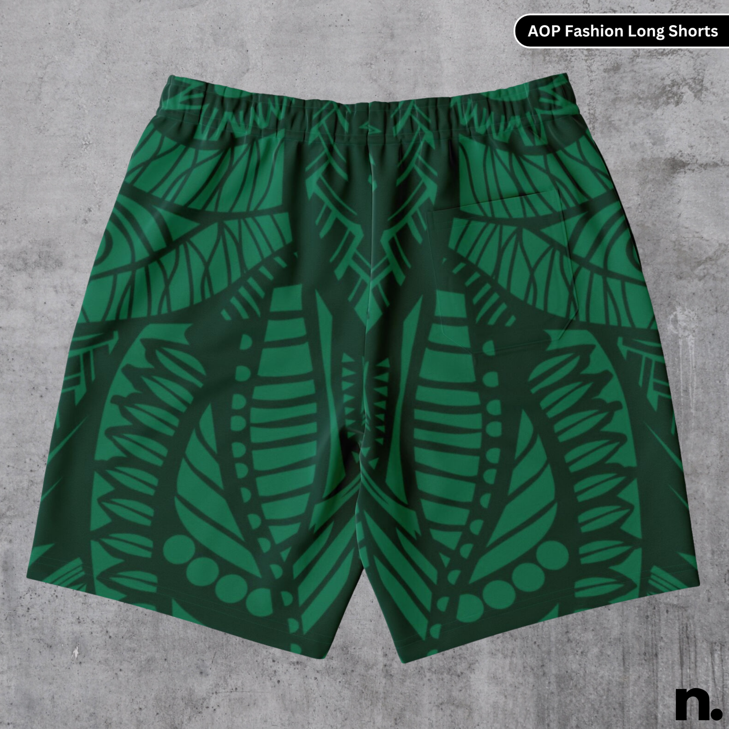 Dark Green Pattern Fashion Long Shorts