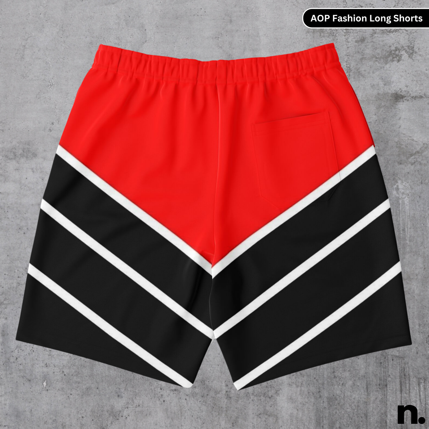 Red Black Racing Pattern Long Shorts