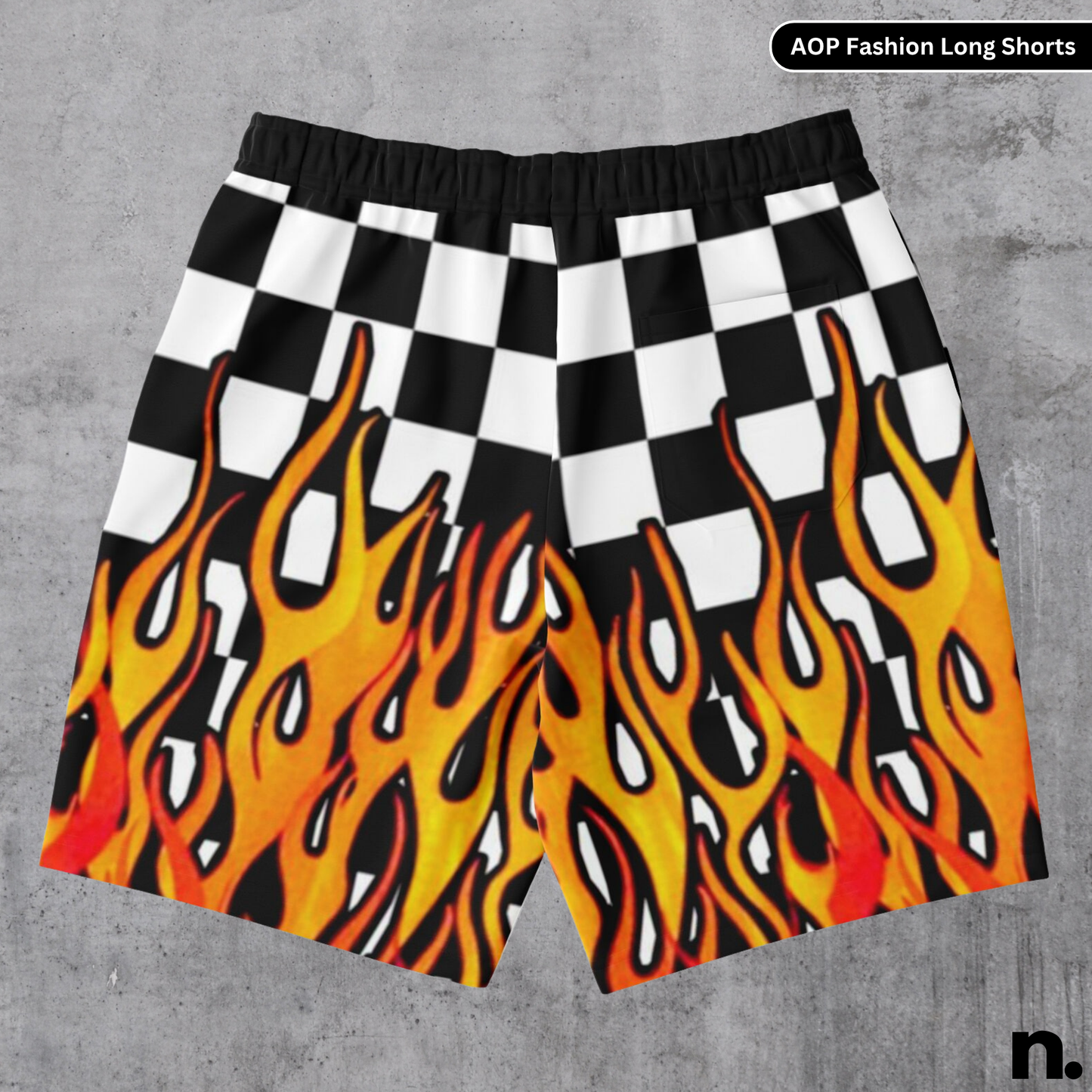 Racing Flames Fashion Long Shorts - AOP
