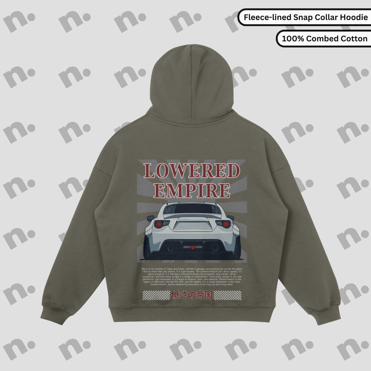 Lowered Empire fleece-lined hoodie with snap collar – warm, stylish streetwear for cold weather

