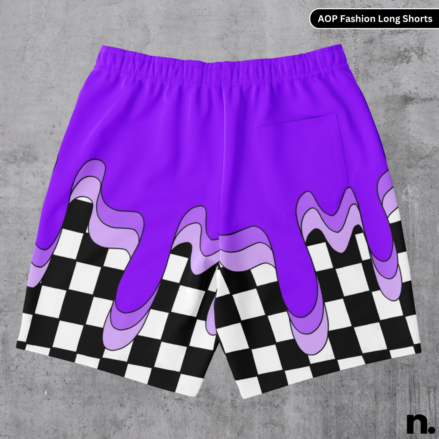 Purple Drip Pattern Streetwear Long Shorts