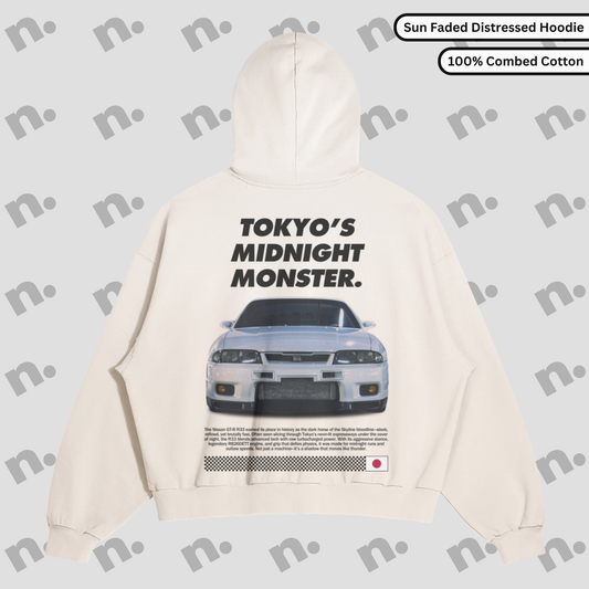 TOKYO’S MIDNIGHT MONSTER. – R33 Distressed Premium Hoodie
