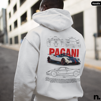 Zonda C12 poster style unisex hoodie featuring a sleek automotive design, premium print, and modern streetwear look.
