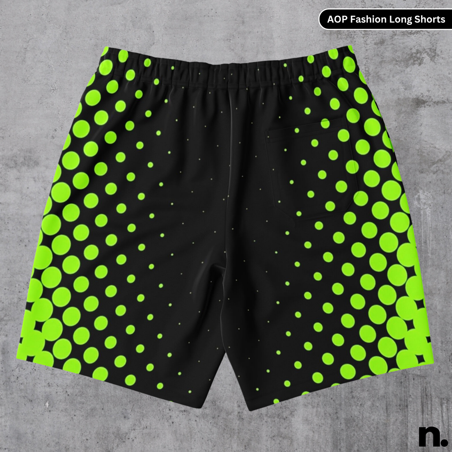 Green Black Pattern Long Shorts