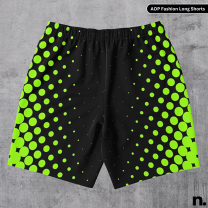 Green Black Pattern Long Shorts