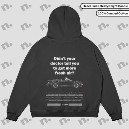 Premium oversized hoodie inspired by the classic Porsche 911 Cabriolet, featuring a sleek automotive-themed design, perfect for car enthusiasts.