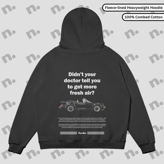 Premium oversized hoodie inspired by the classic Porsche 911 Cabriolet, featuring a sleek automotive-themed design, perfect for car enthusiasts.