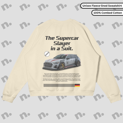 Premium fleece-lined RS-6 sweatshirt by Supercar Slayer, offering comfort and a high-performance style look