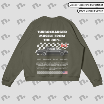 Grayscale faded heavyweight pullover with raglan sleeves and kangaroo pocket.