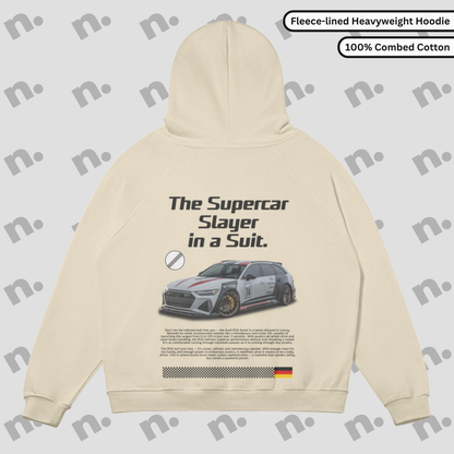 Supercar Slayer RS-6 inspired sun-faded premium hoodie in a vintage wash, designed for car enthusiasts