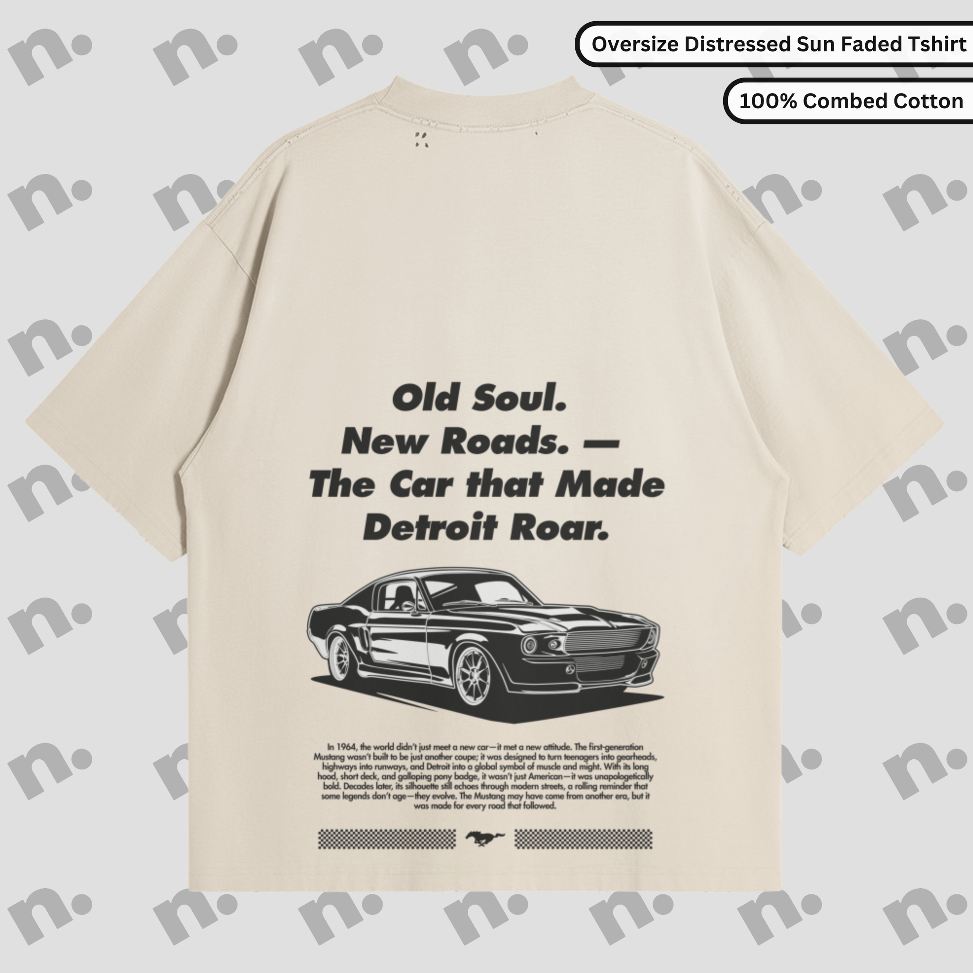 Old Soul Stang distressed oversized tee – vintage muscle car graphic t-shirt with relaxed streetwear fit

