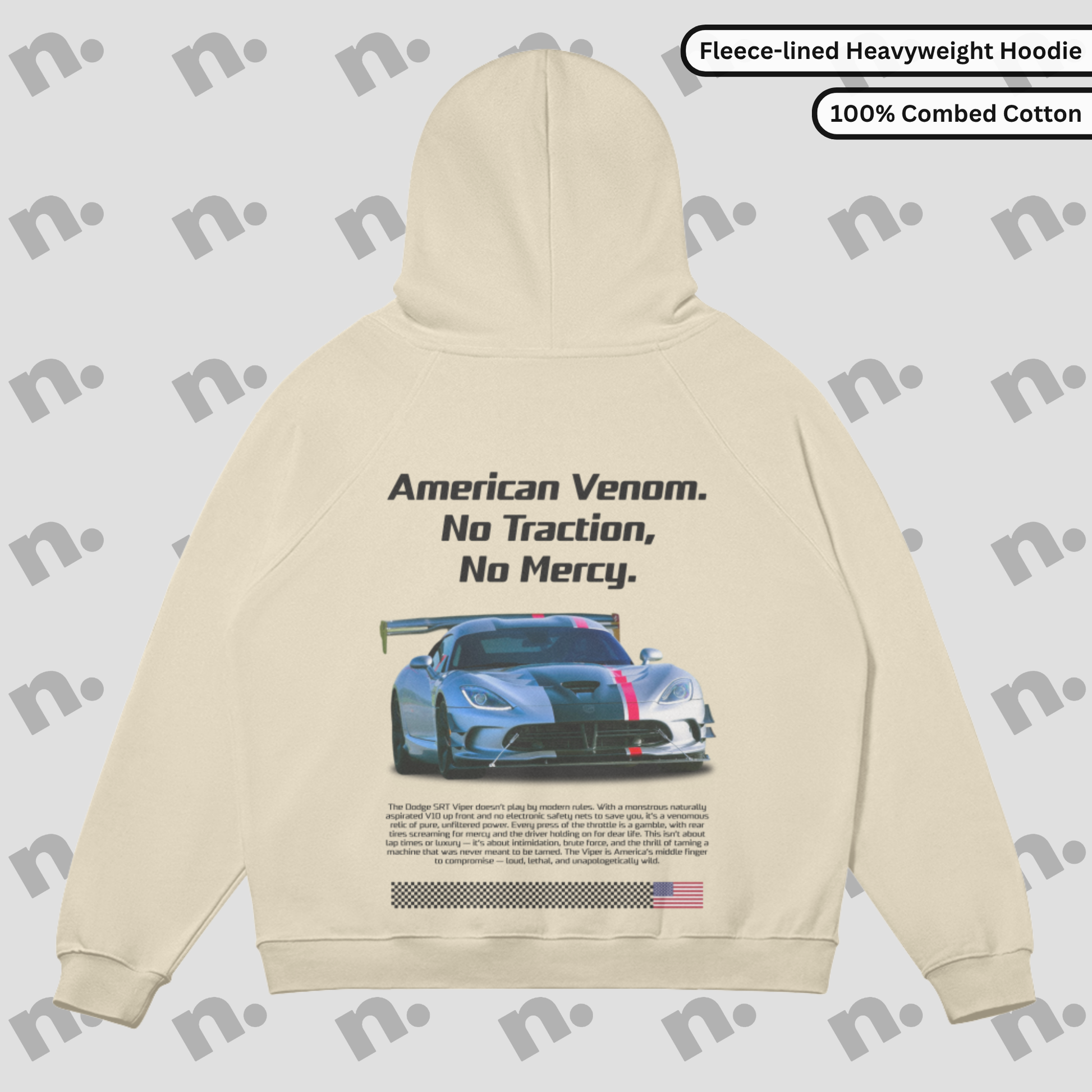Viper inspired premium hoodie with fleece lining, designed for warmth and aggressive motorsport style