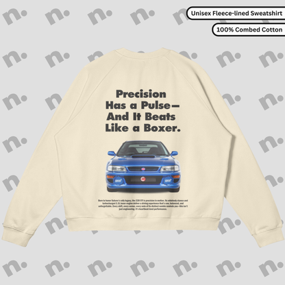 Premium fleece-lined sweatshirt inspired by the iconic Subaru 22b STI, featuring a comfortable and stylish automotive design for car enthusiasts.