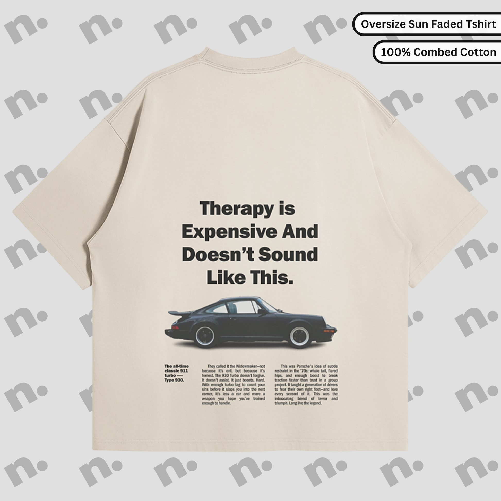 Flat lay of the 911 Therapy Sun Faded T-shirt featuring a classic 911 graphic and 'Therapy is Expensive' slogan.