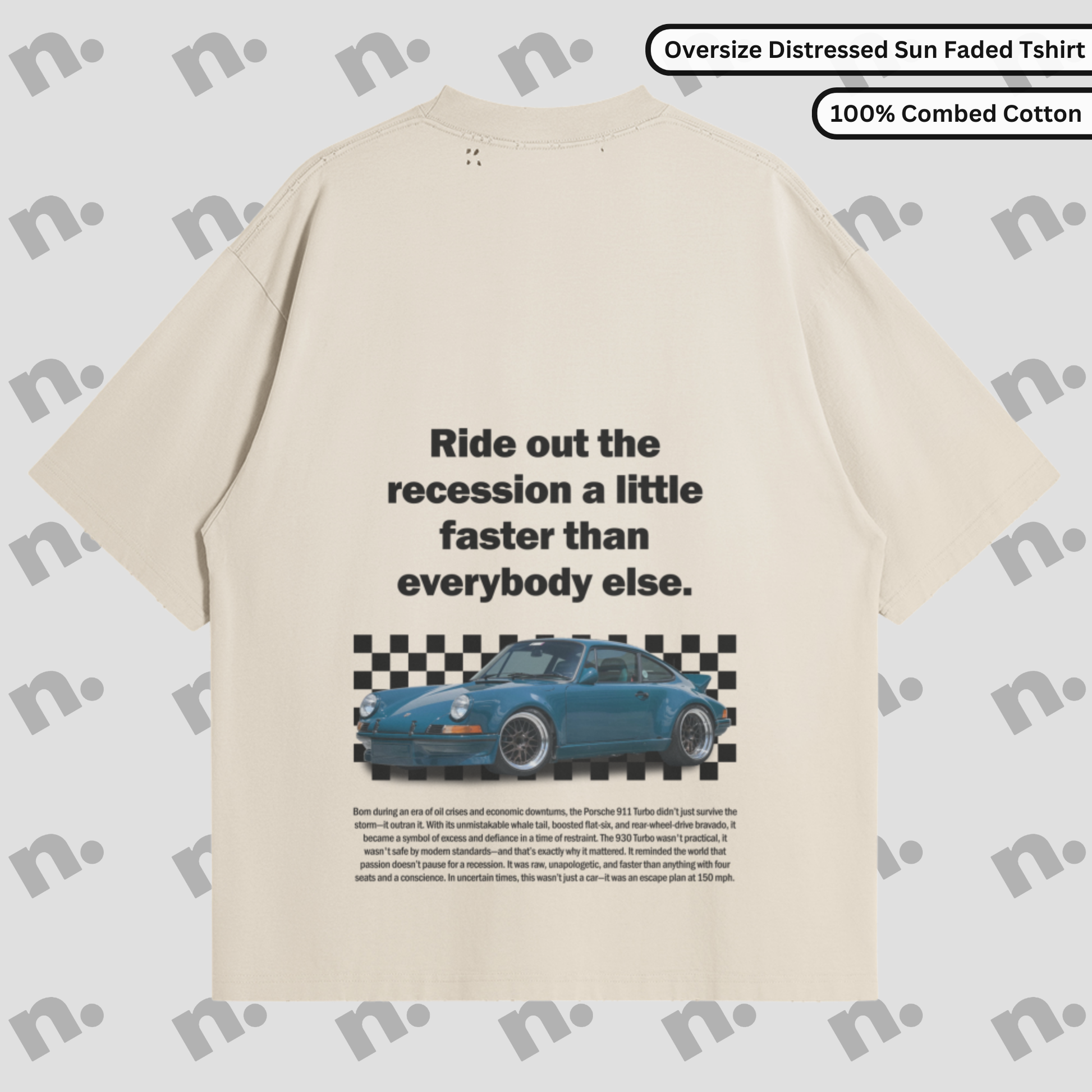 911 Turbo Recession Runner distressed sun faded t-shirt – vintage streetwear tee with classic Porsche turbo styling

