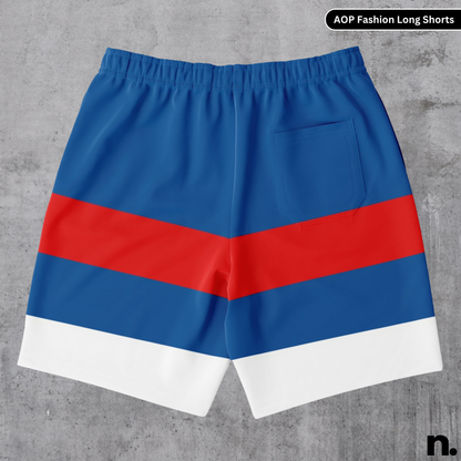 Red Blue Stripe Fashion Long Shorts
