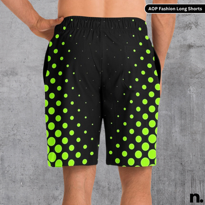 Green Black Pattern Long Shorts