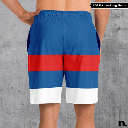 Red Blue Stripe Fashion Long Shorts