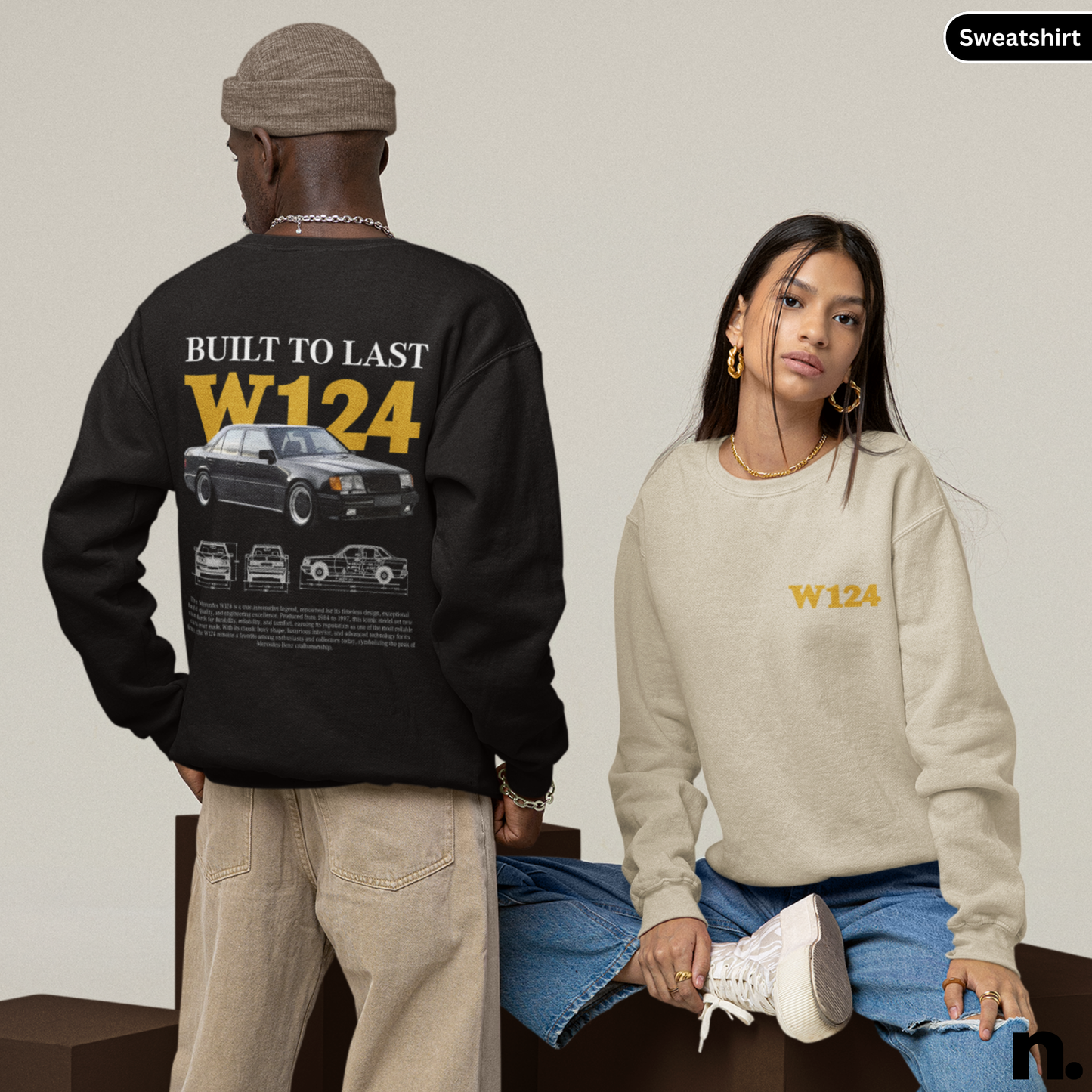 Merc W124 Poster Style Sweatshirt