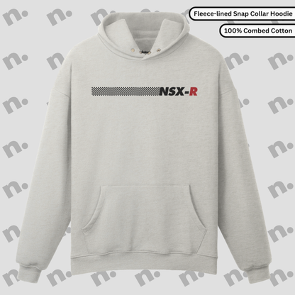 Fleece-lined heavyweight pullover with snap collar and bronze buttons, inspired by precision motorsport design.