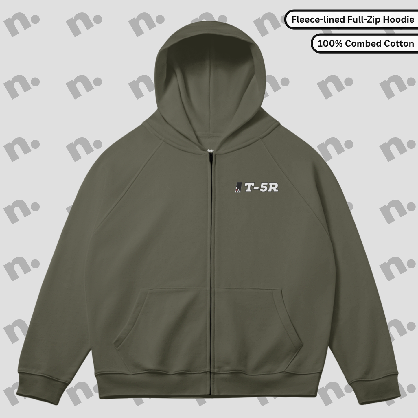 T5R Brick Premium Fleece-lined Zip-up Hoodie