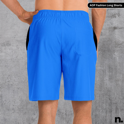Black Blue Stripe Pattern Streetwear Long Shorts