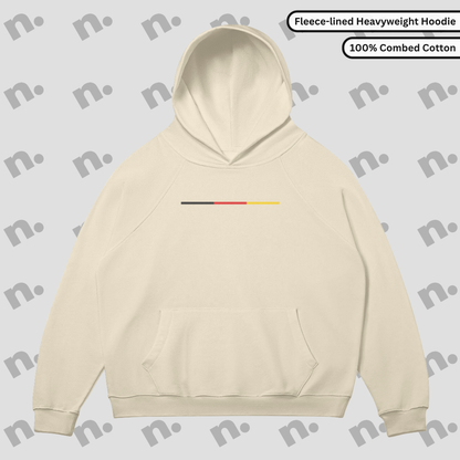 Oversized fleece-lined hoodie inspired by the legend with raglan sleeves and high collar.