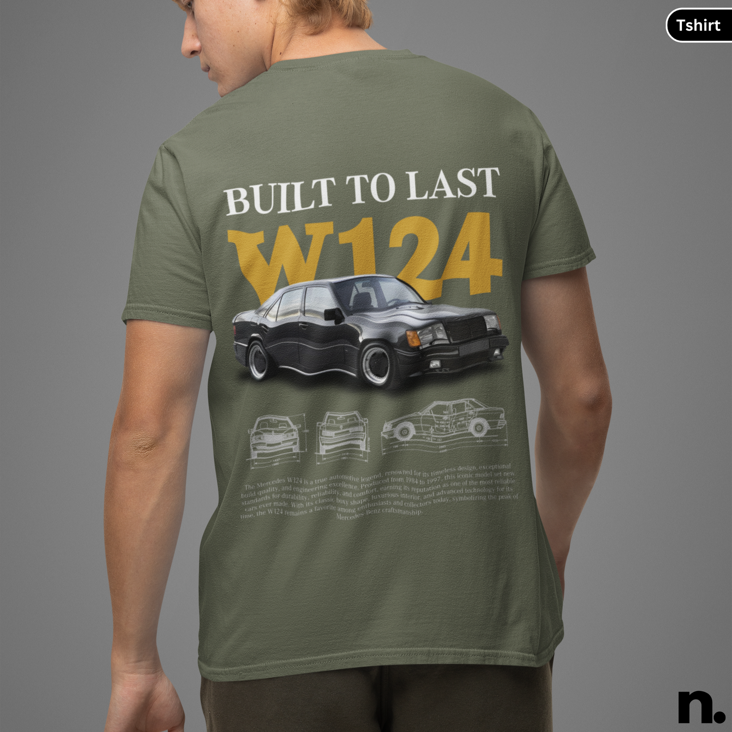 Merc W124 Poster Style T-shirt