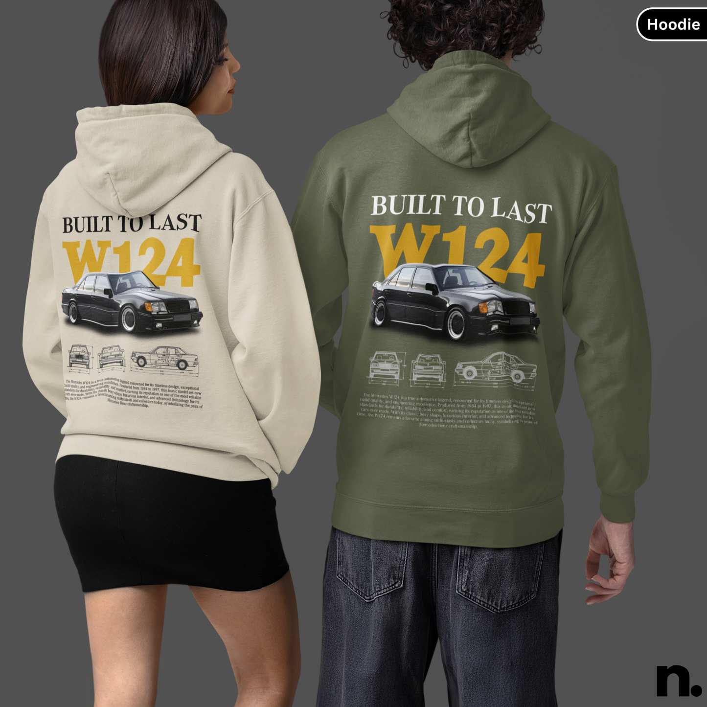 Merc W124 Poster Style Hoodie