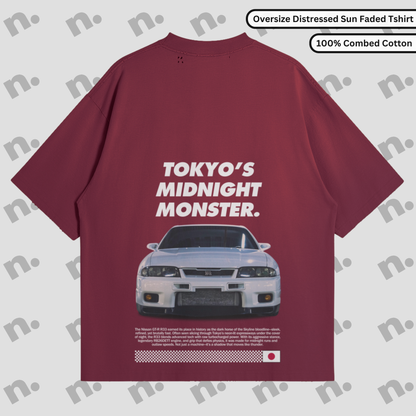 TOKYO’S MIDNIGHT MONSTER. – R33 Oversized Distressed Premium Tee