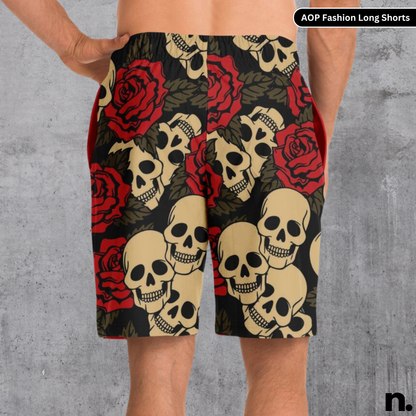 Flower & Skulls Long Shorts