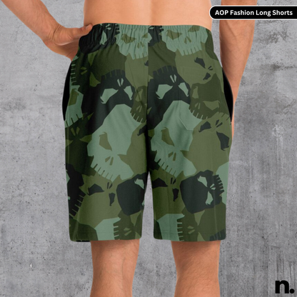Skulls Camo Pattern Nerdotopia Fashion Long Shorts