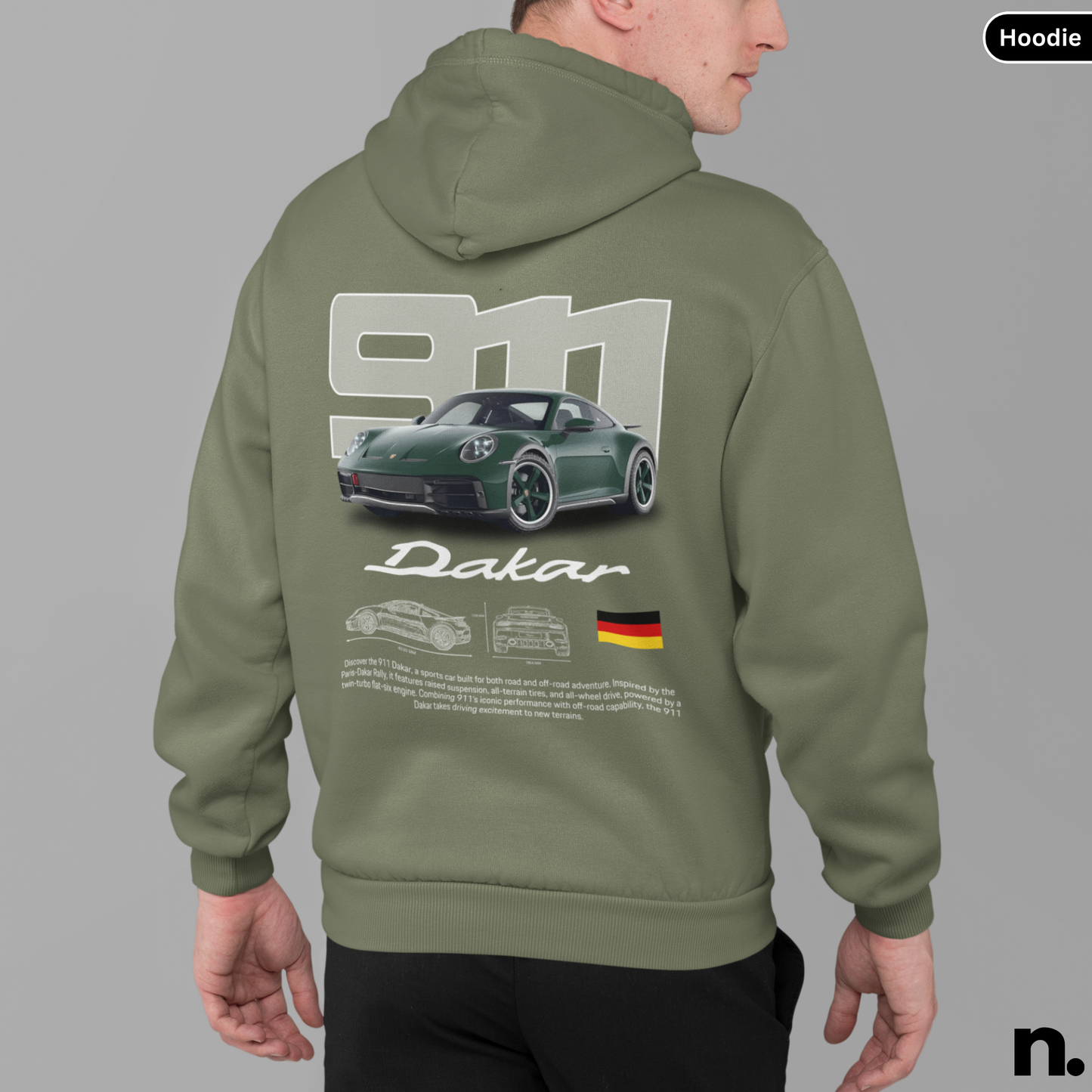 911 Dakar Poster Style Back Print Unisex Hoodie