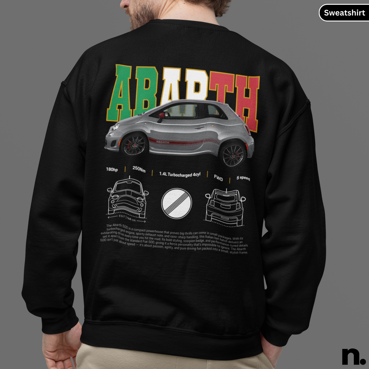 black Abarth 500 Poster Style Sweatshirt