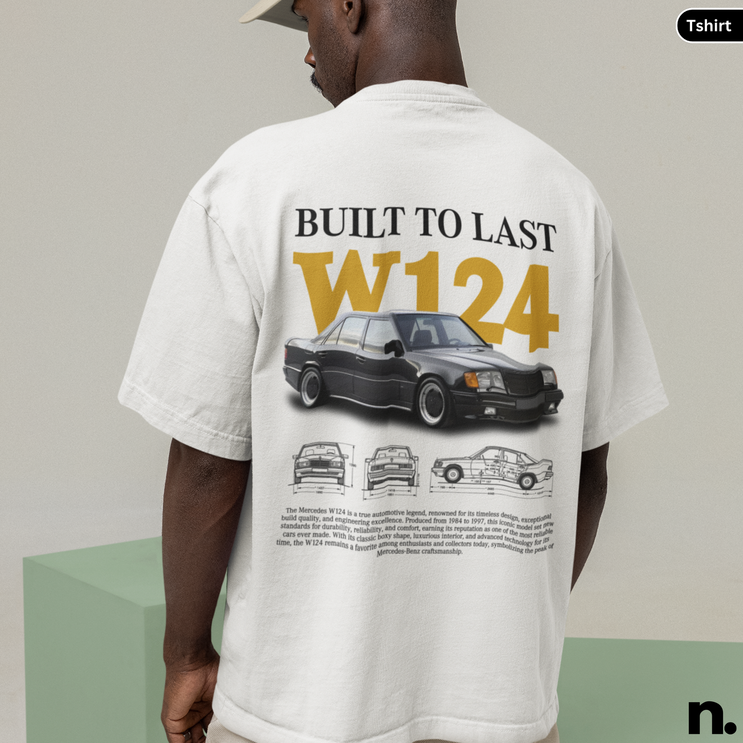 Merc W124 Poster Style T-shirt