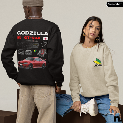 Godzilla GTR R34 Nurburging Poster Style Unisex Sweatshirt