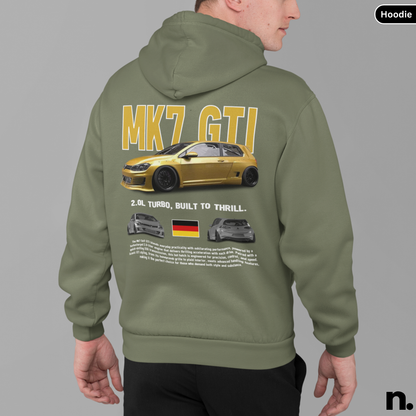 VW Golf GTI Mk7 Poster Style Back Print Unisex Hoodie