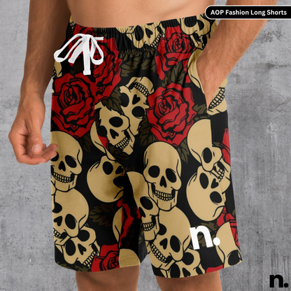 Flower & Skulls Long Shorts