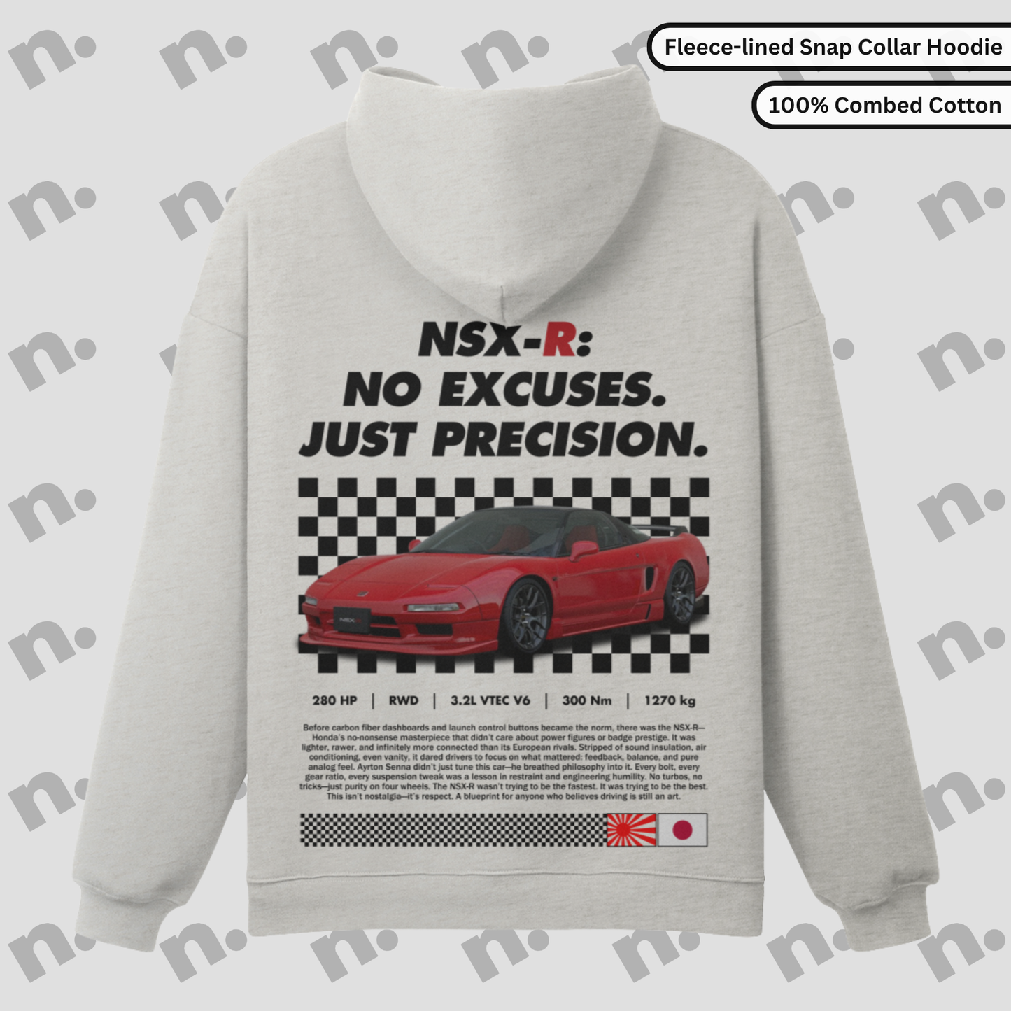 NSX-R – “NO EXCUSES. JUST PRECISION.” Snap Collar Hoodie