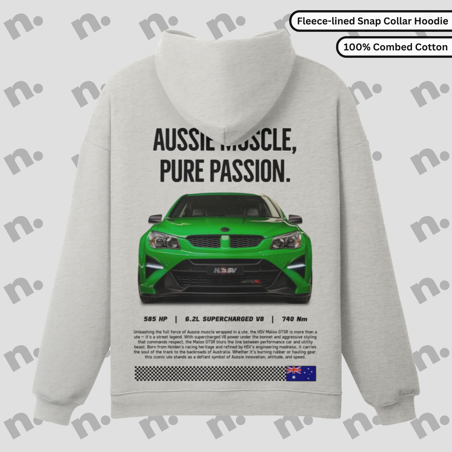 Aussie Muscle Snap-Collar Fleece-lined Premium Hoodie