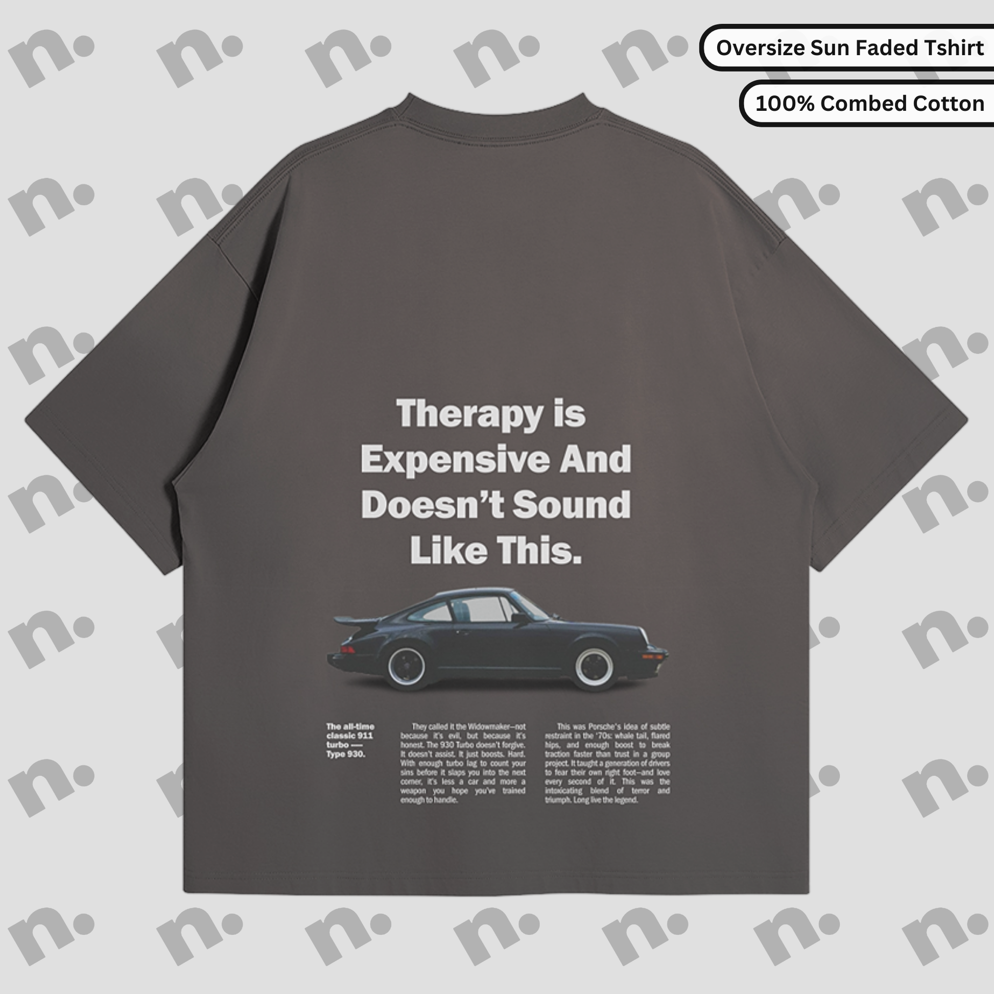 Flat lay of the 911 Therapy Sun Faded T-shirt featuring a classic 911 graphic and 'Therapy is Expensive' slogan.