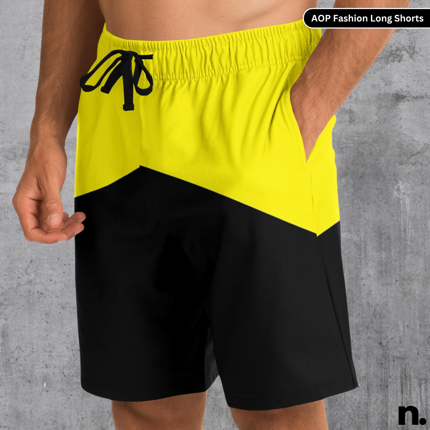 Black & Yellow Fashion Long Shorts