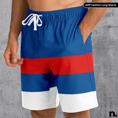 Red Blue Stripe Fashion Long Shorts