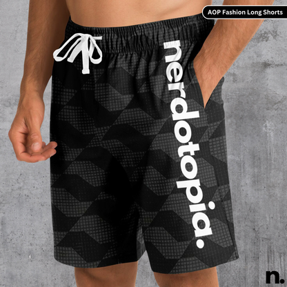 Nerdotopia Black Pattern Fashion Long Shorts