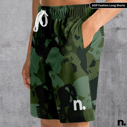 Skulls Camo Pattern Nerdotopia Fashion Long Shorts