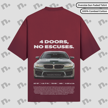M5 CS Oversized Tee – “4 Doors, No Excuses.”