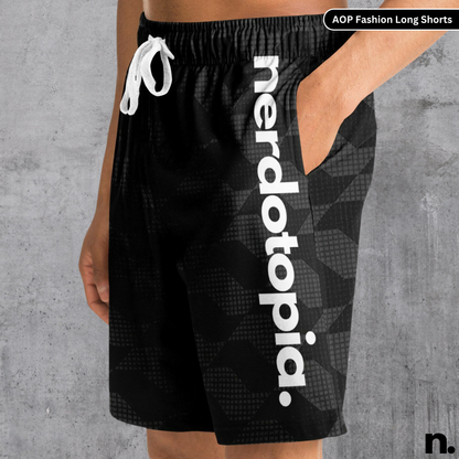 Nerdotopia Black Pattern Fashion Long Shorts
